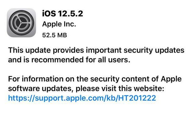 昭通苹果手机维修分享iOS12.5.2发布，建议所有老苹果用户安装 